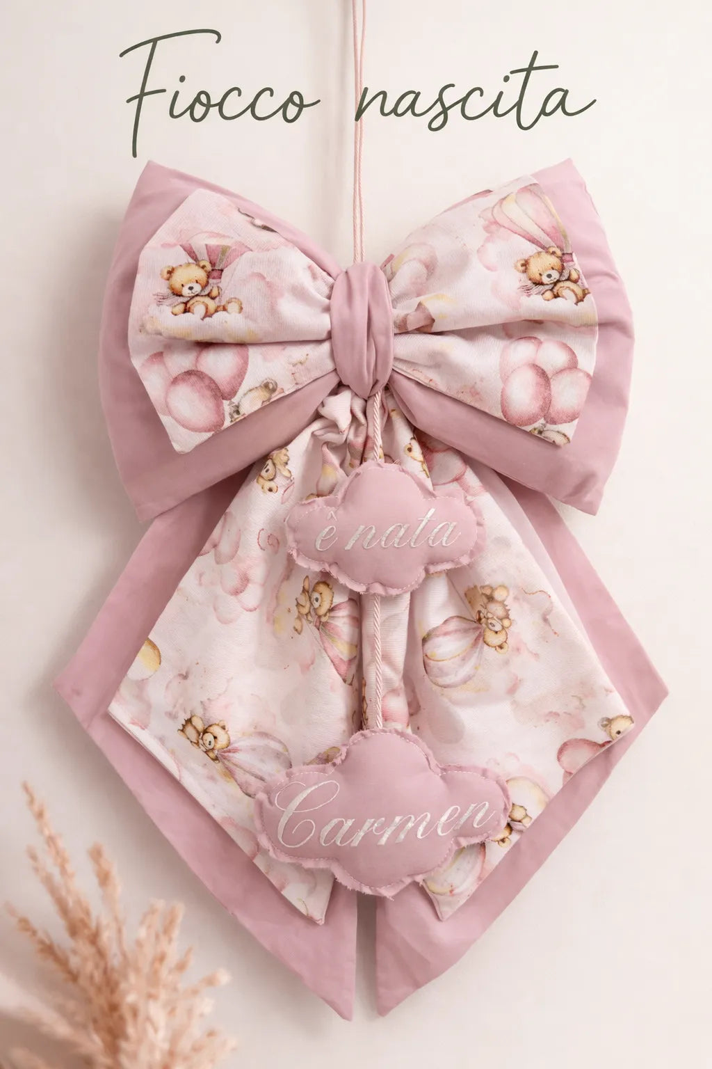 Fiocco Nascita Personalizzato con Nuvolette
