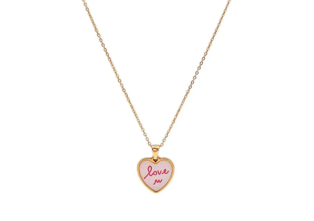 Collana "Love" in Acciaio con Ciondolo a Cuore