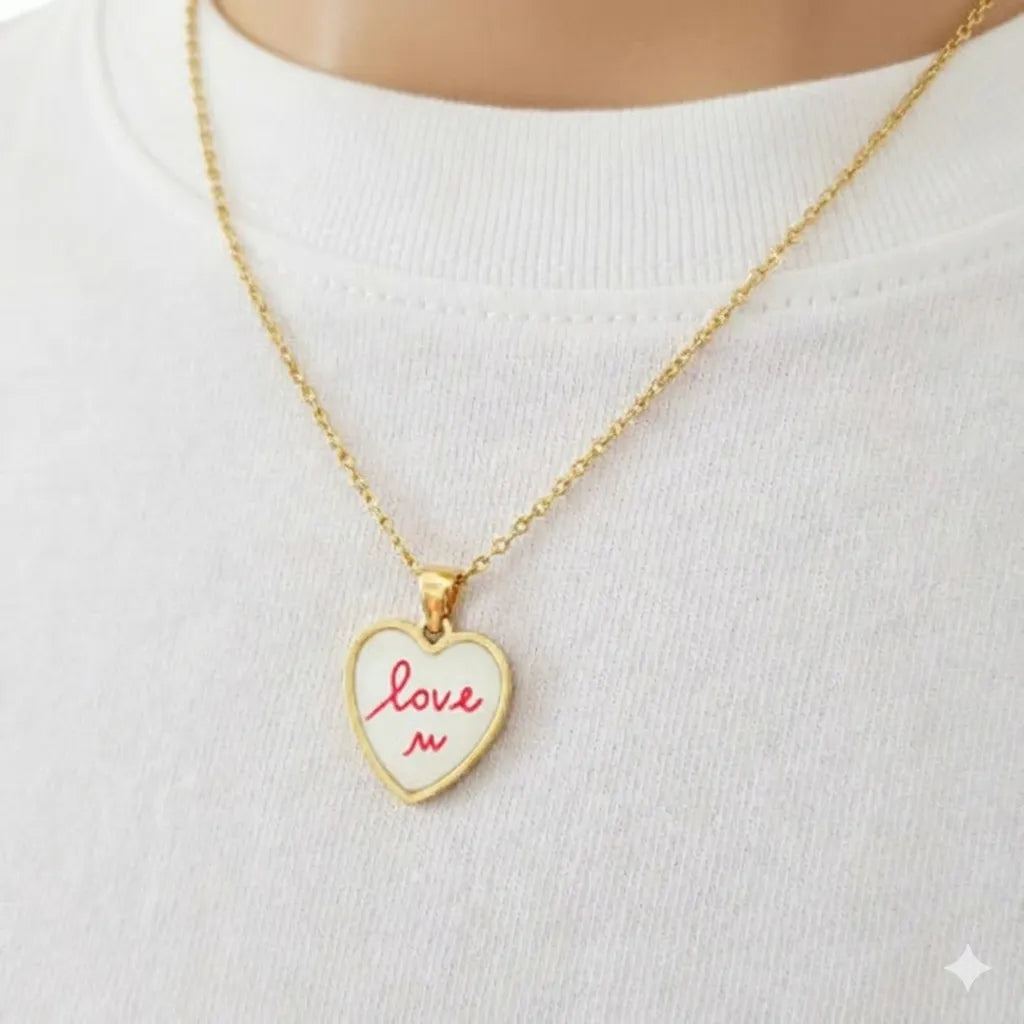 Collana "Love" in Acciaio con Ciondolo a Cuore