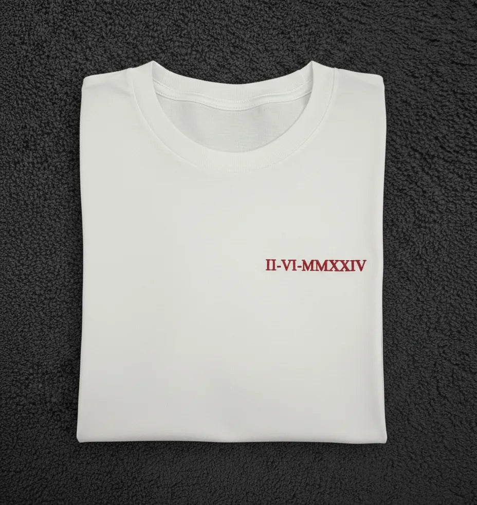 T-Shirt Personalizzata con Data in Numeri Romani
