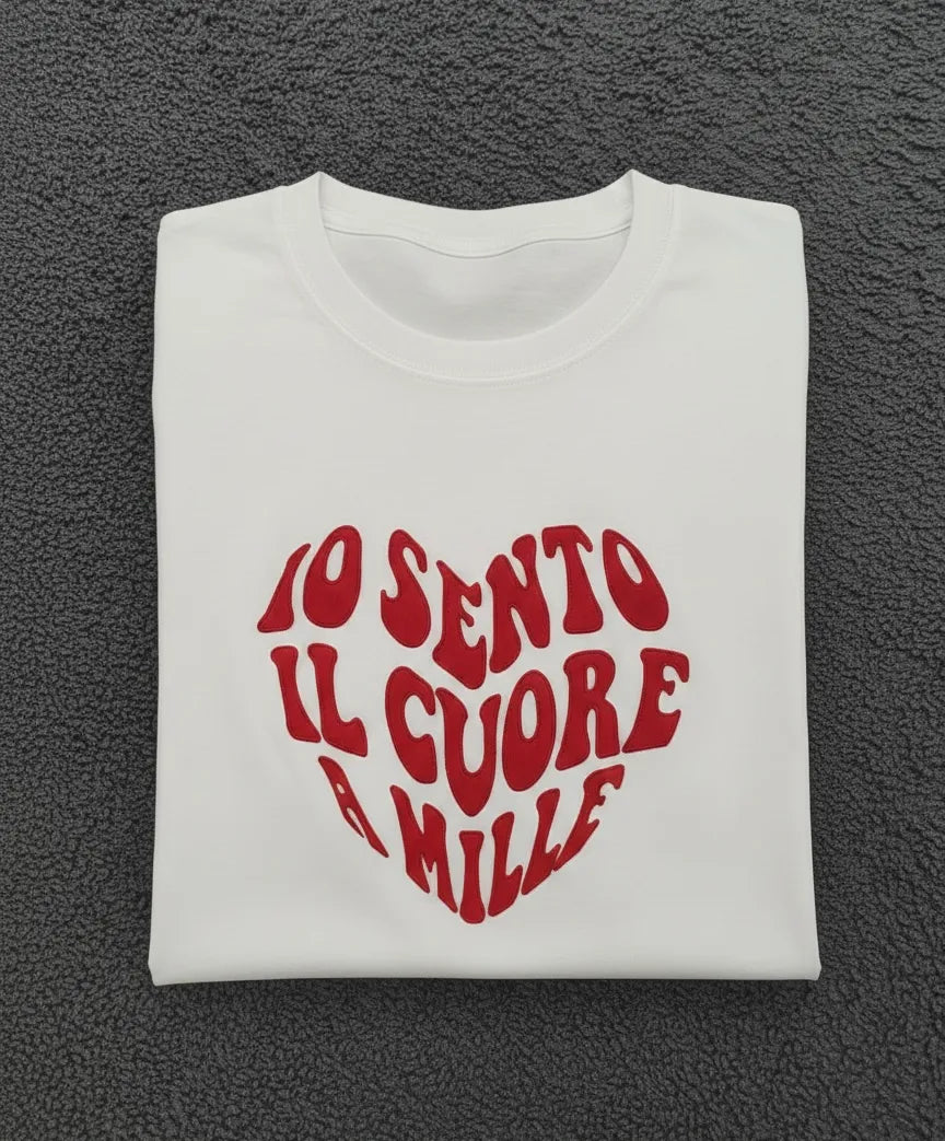 T-Shirt Personalizzata con Cuore "Io Sento il Cuore a Mille"