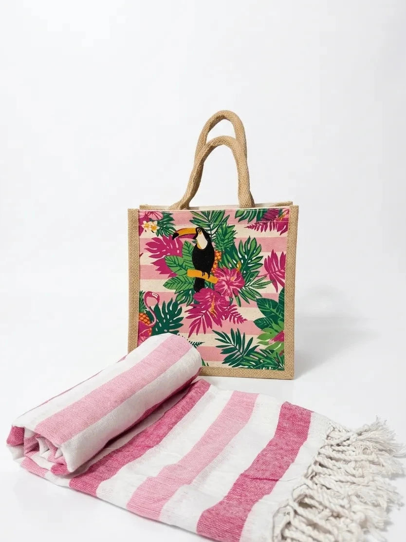 Kit Mare Coordinato – Telo personalizzato e Borsa a fantasia
