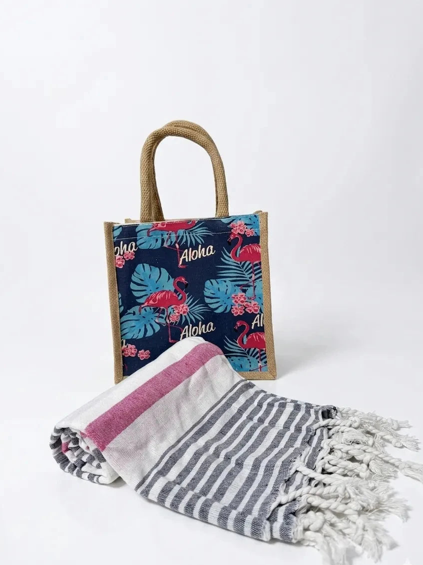 Kit Mare Coordinato – Telo personalizzato e Borsa a fantasia