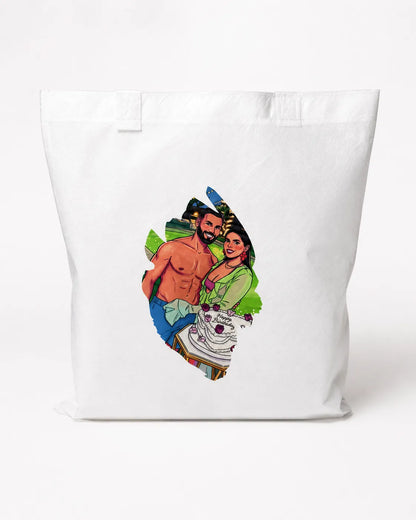 Tote Bag Bianca Personalizzata con Foto Stile Cartone Animato