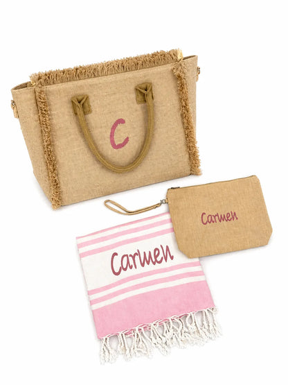 Kit Mare Personalizzato Coordinato – Telo, Pochette e Borsa