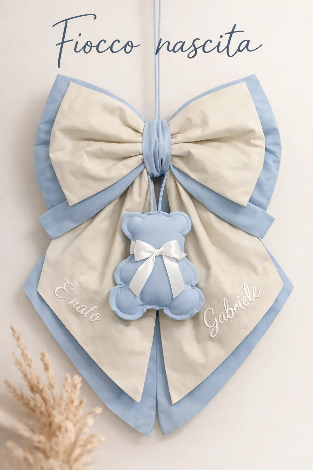 Fiocco Nascita Personalizzato con Orsetto