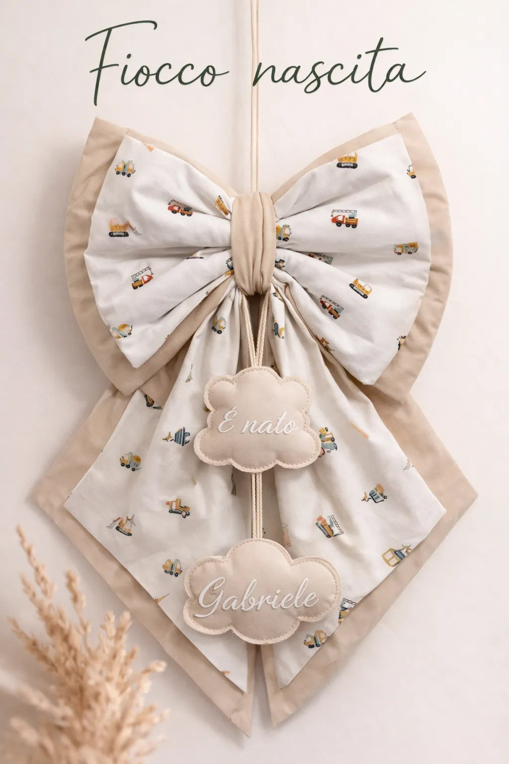 Fiocco Nascita Personalizzato con Nuvolette
