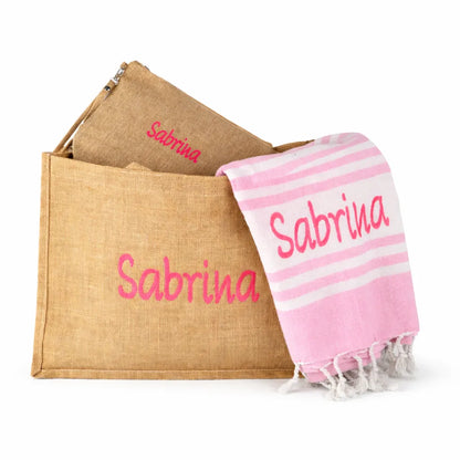Kit Mare Personalizzato Coordinato – Telo, Pochette e Borsa