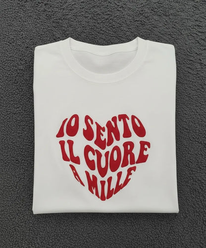 T-Shirt Personalizzata con Cuore "Io Sento il Cuore a Mille"