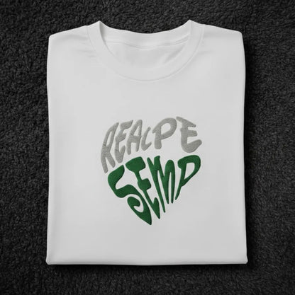 T-Shirt Personalizzata con Cuore "Real Pe Semp"