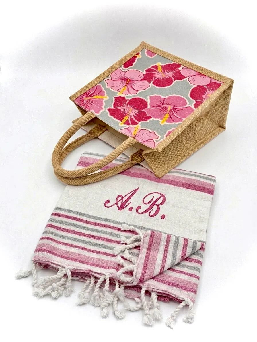 Kit Mare Coordinato – Telo personalizzato e Borsa a fantasia
