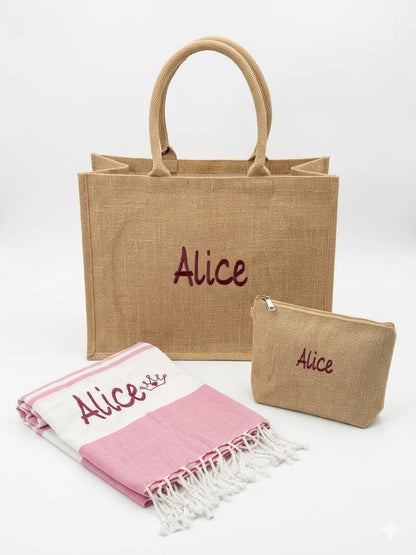 Kit Mare Personalizzato Coordinato – Telo, Pochette e Borsa