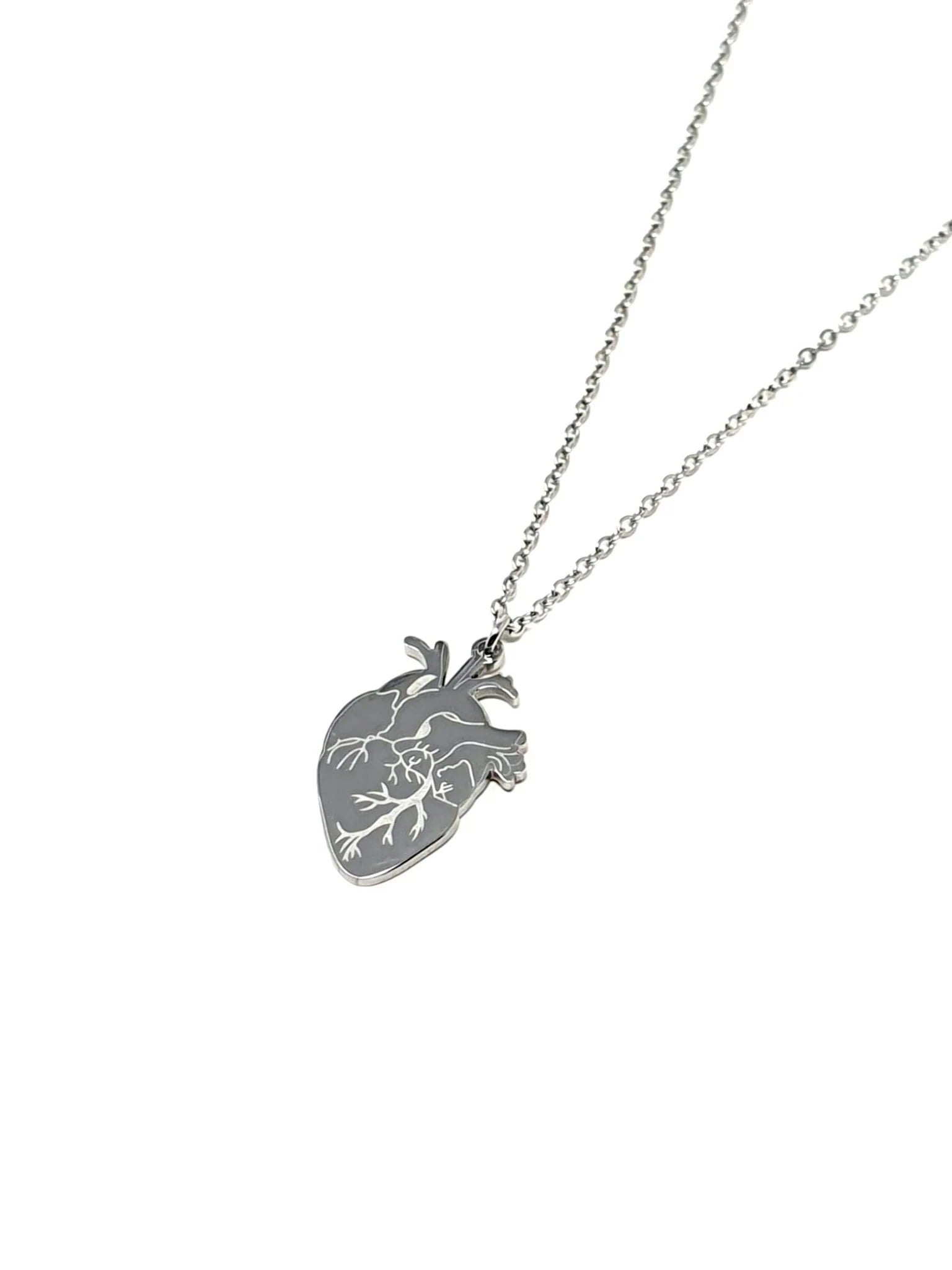 Collana con Ciondolo Cuore Anatomico in Acciaio